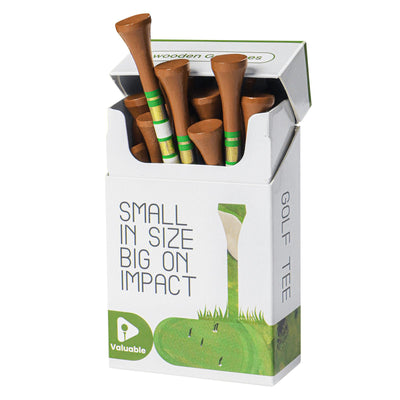 Premium Bamboo Wood Golf Tees Unique Box Design 18-Pack