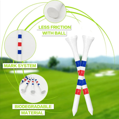 Golf Tees Wood Consistent Height 60 Pack Long Tees 2 3/4 3 1/4 Inch and 40 Pack 1 1/2 Inch Short Tees