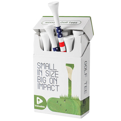 Premium Bamboo Wood Golf Tees Unique Box Design 18-Pack