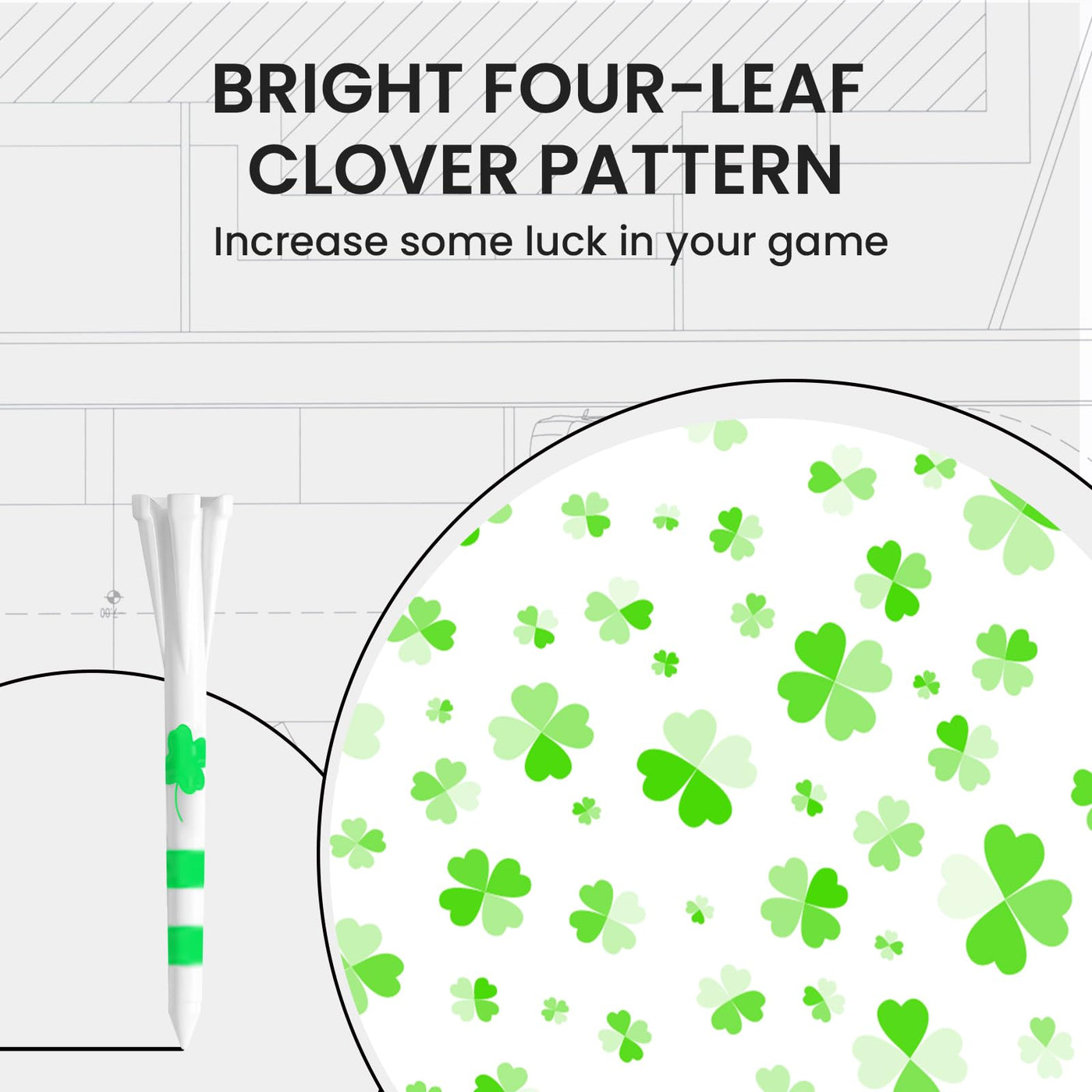 Luck Clover Golf Tees 80 Driver with 20 Iron Plastic Tee Mixed Pack