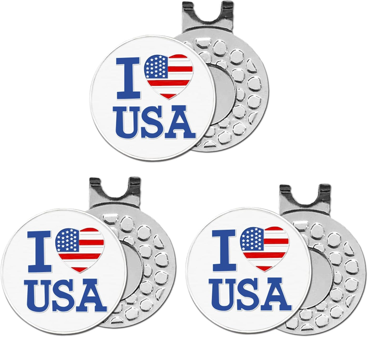 3 Pcs Golf Ball Markers with 3 Pack Hat Clip