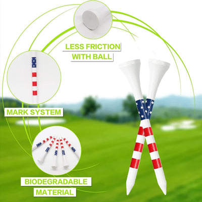 Golf Tees Wood Consistent Height 60 Pack Long Tees 2 3/4 3 1/4 Inch and 40 Pack 1 1/2 Inch Short Tees