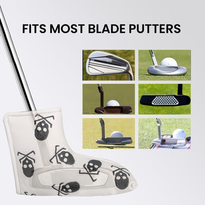 Housses de protection imperméables pour putter de golf Skull s'adaptent à la plupart des putters à lame 