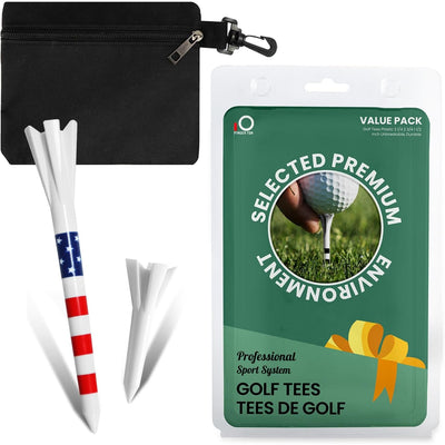 Golf Tees Plastic 60 Driving Range Tees 2 3/4 3 1/4 Inch and 40 More Short Tees 1 1/2 Inch with Golf Tee Bag Pouch