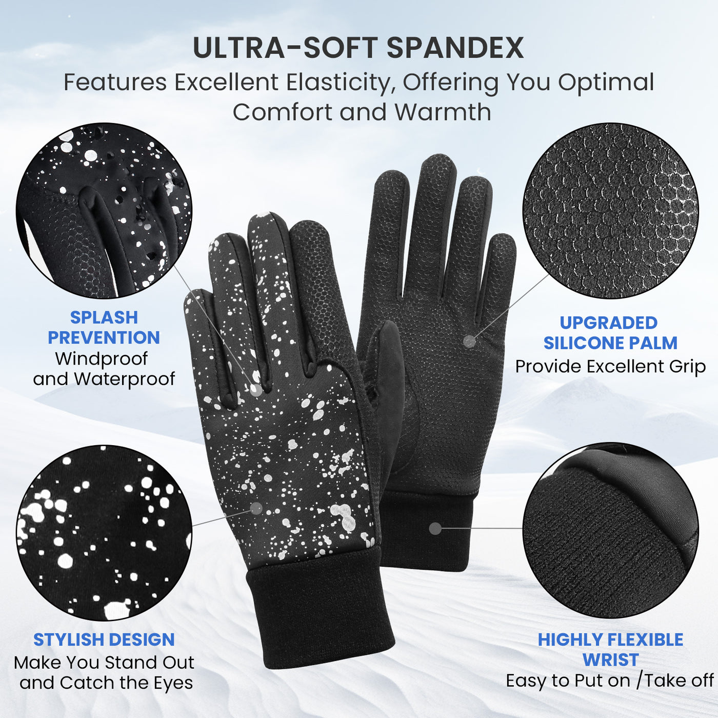 Winter Golf Gloves Men Windproof Waterproof 1 Pair Dot