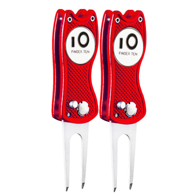 2er-Pack Golf-Divot-Tools mit Ballmarker 