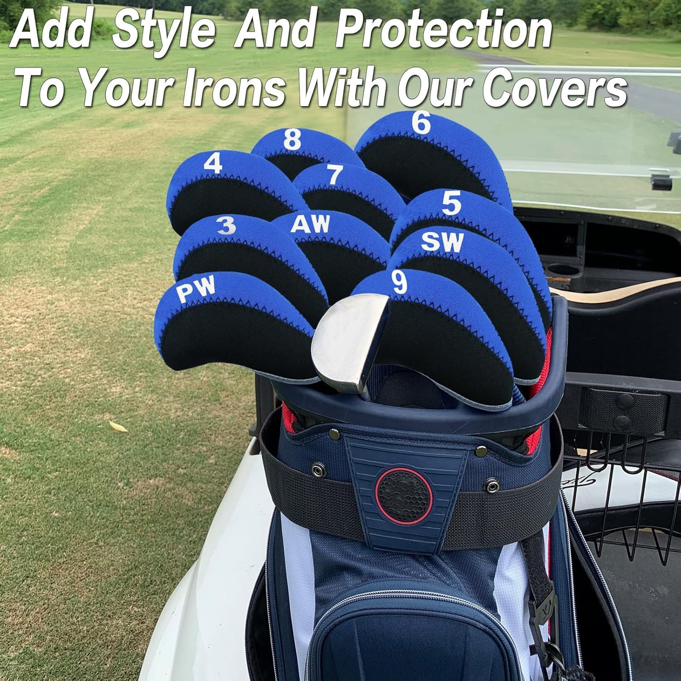 Golf Iron Covers Set Neoprene Club Headcover Value 10 Pack