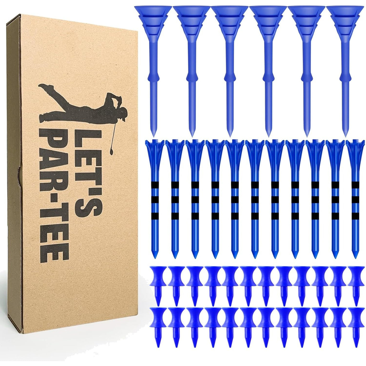 Unbreakable Plastic Golf Tees Mixed 60 Pack Gift Box