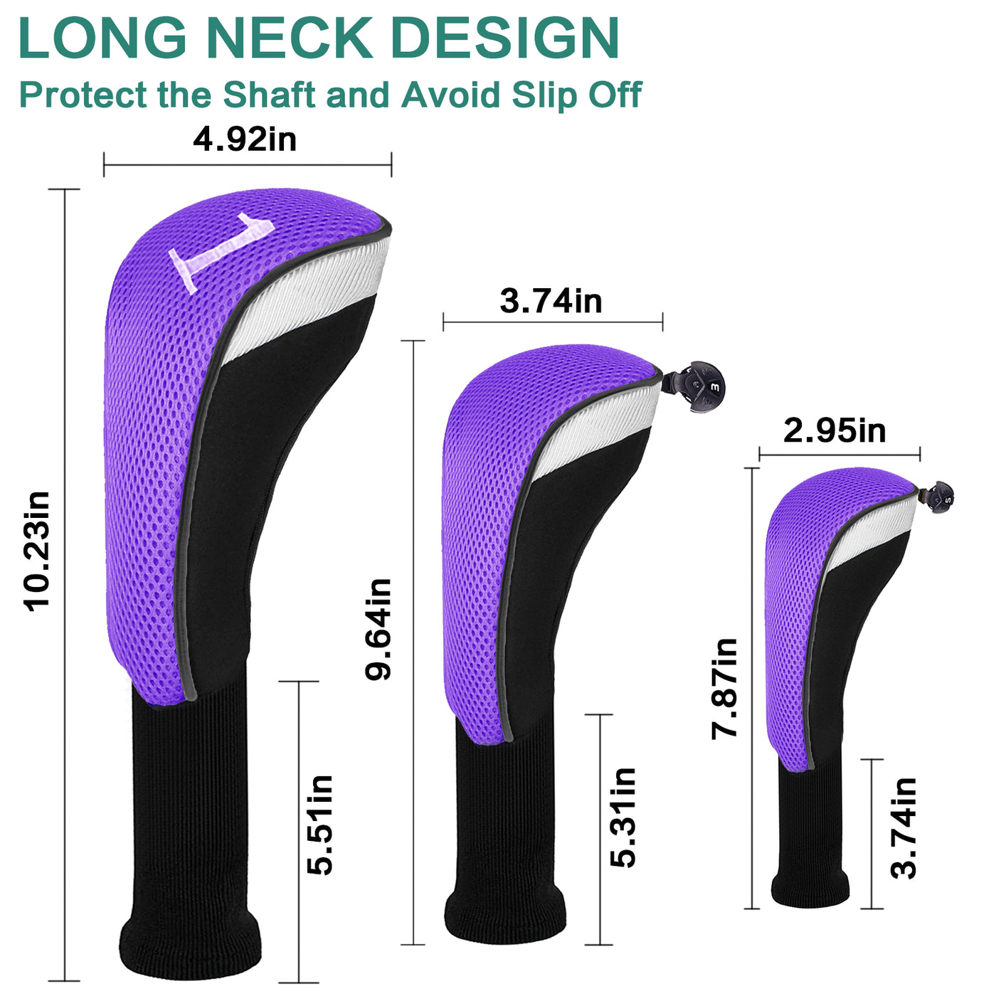 Golfschlägerkopfbedeckungen für Hölzer, Driver, Fairway, Hybrid, Vorteilspack, 3 Stück 
