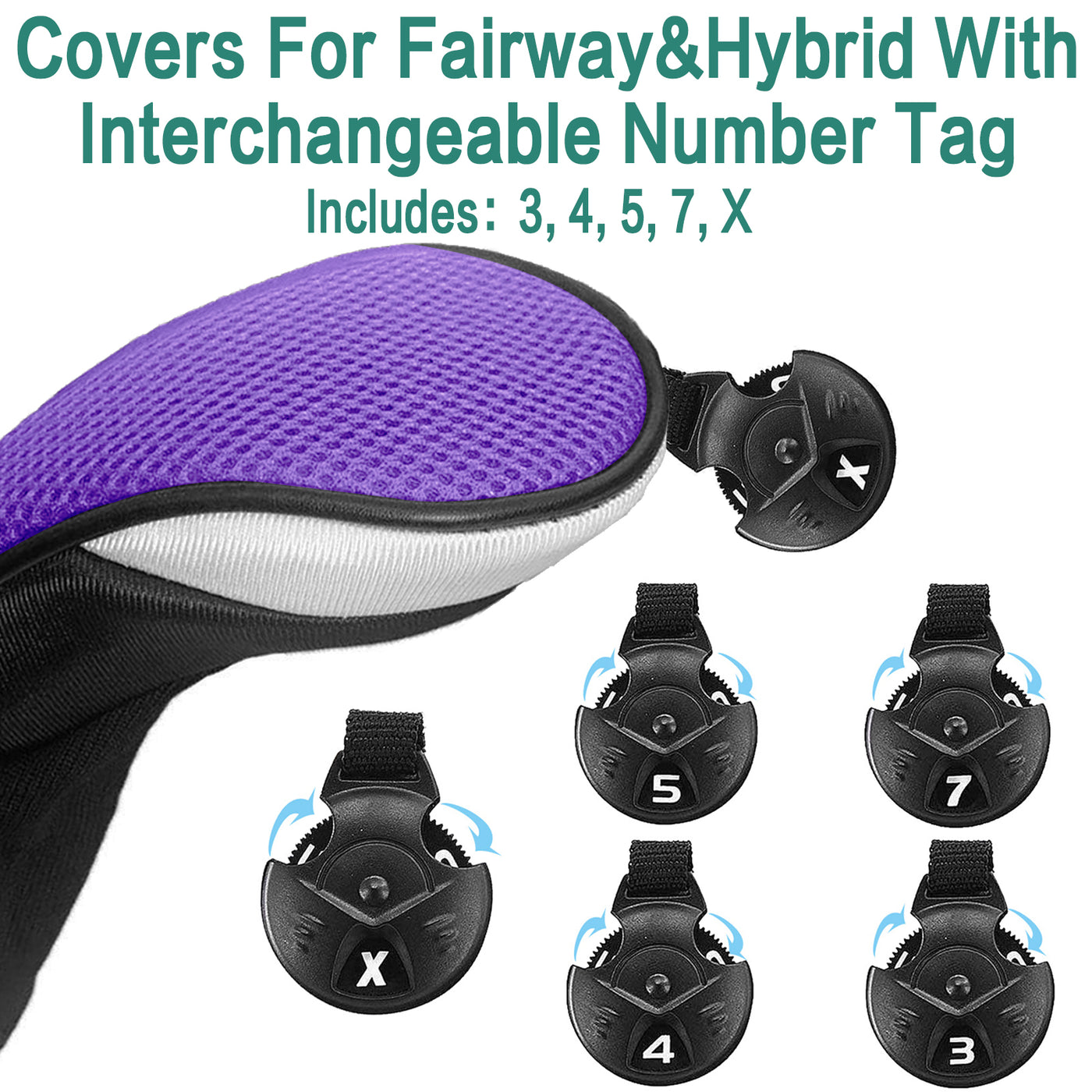 Golfschlägerkopfbedeckungen für Hölzer, Driver, Fairway, Hybrid, Vorteilspack, 3 Stück 