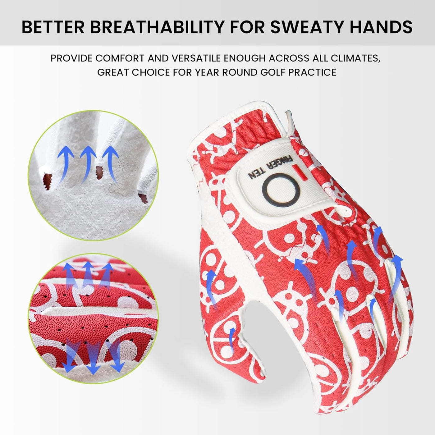 Women's Golf Gloves Extra Grip Red Pink Combo 6 Pack