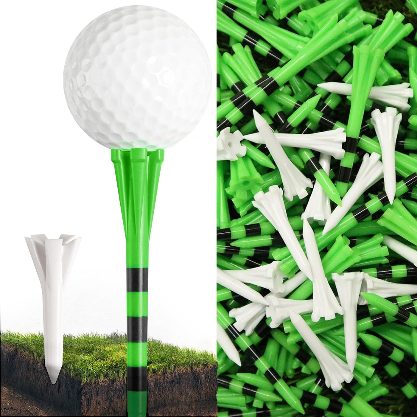 Golf Tees Plastic 80 Driver with 20 Iron Mixed 100 Pack