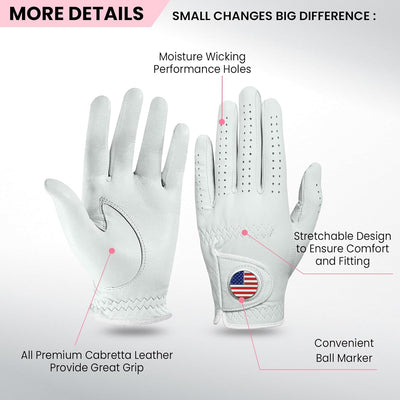 Golf Gloves Women Cabretta Leather 1 Pack