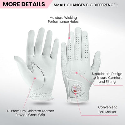 Golf Gloves Women Cabretta Leather 1 Pack