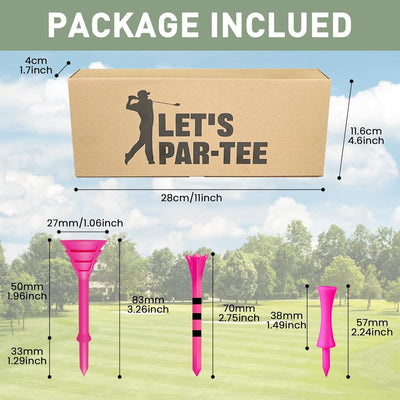 Golf Tees Unbreakable Plastic 3 1/4 2 3/4 1 1/2 Inch Mixed 60 Pack Gift Box