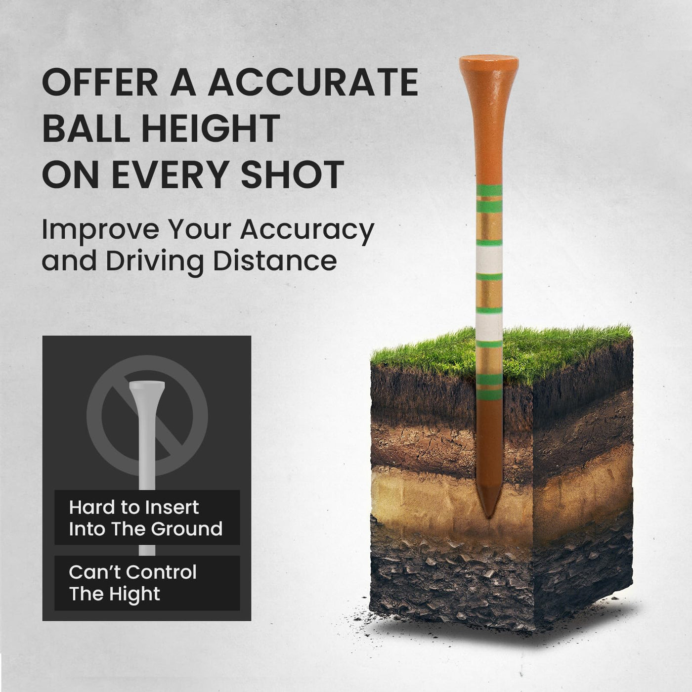 Premium Bamboo Wood Golf Tees Unique Box Design 18-Pack