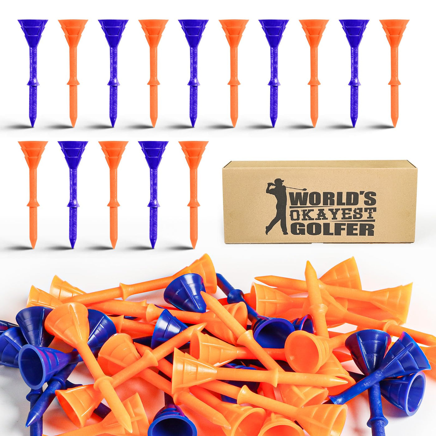 50/100 Pack Golf Tees Unbreakable Plastic 3 1/4