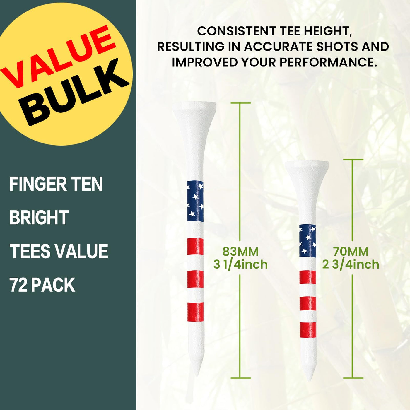 Premium Bamboo Wood Golf Tees Unique Box Design 18-Pack