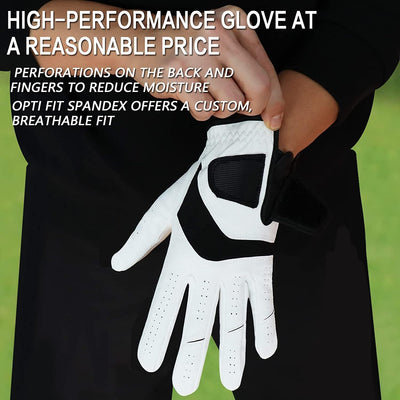 Men's Golf Gloves Leather All Weather Grip 10 Pack with Gift Box