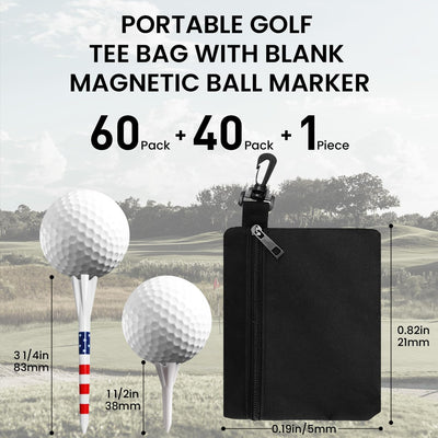 Golf Tees Plastic 60 Driving Range Tees 2 3/4 3 1/4 Inch and 40 More Short Tees 1 1/2 Inch with Golf Tee Bag Pouch