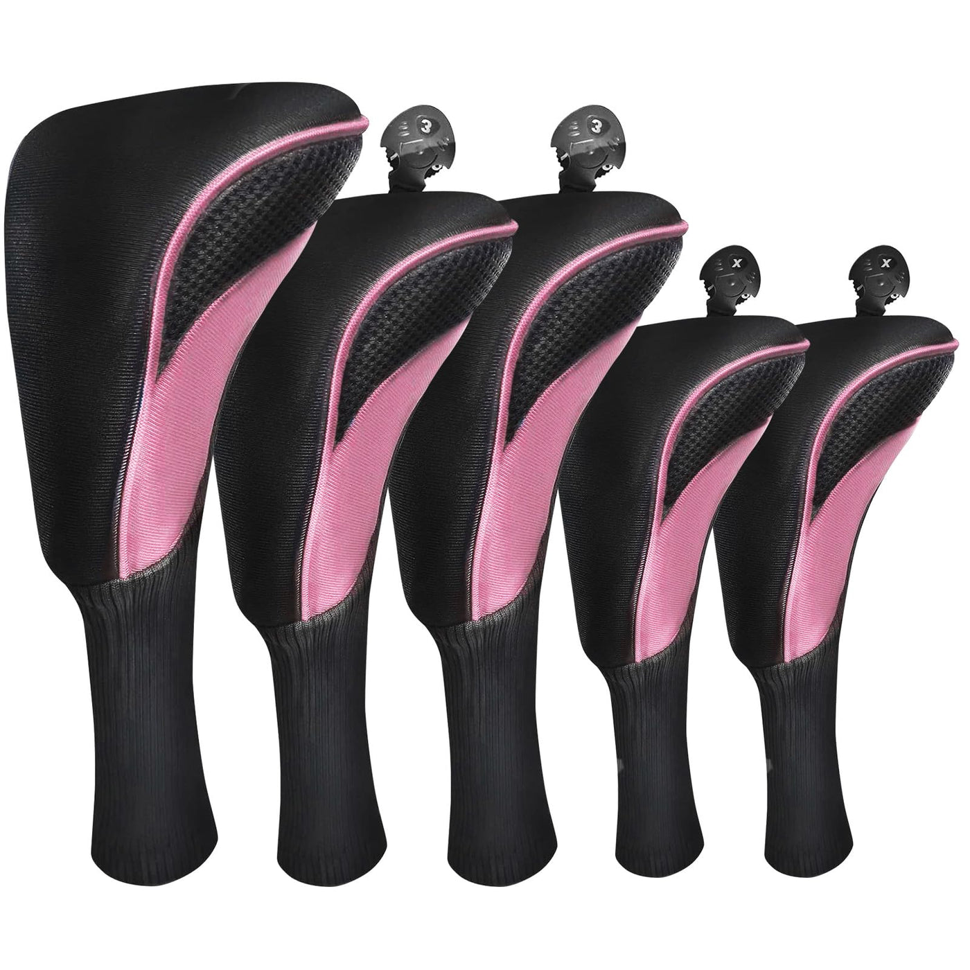 Golf Club Head Covers for Woods Driver Fairway Hybrid Value 5 Pack