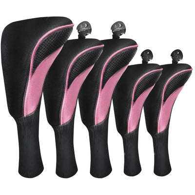 Golf Club Head Covers for Woods Driver Fairway Hybrid Value 5 Pack