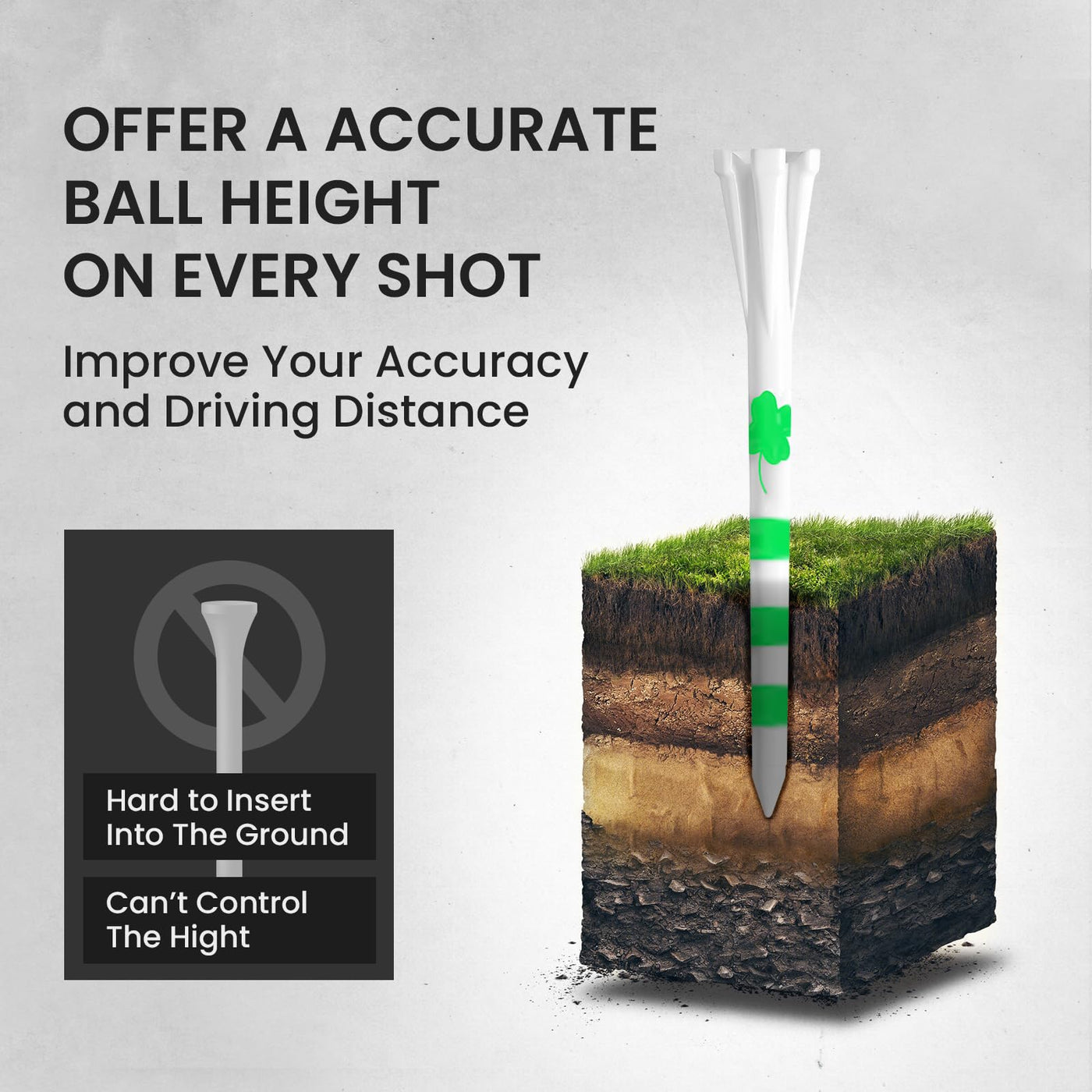 Luck Clover Golf Tees 80 Driver with 20 Iron Plastic Tee Mixed Pack