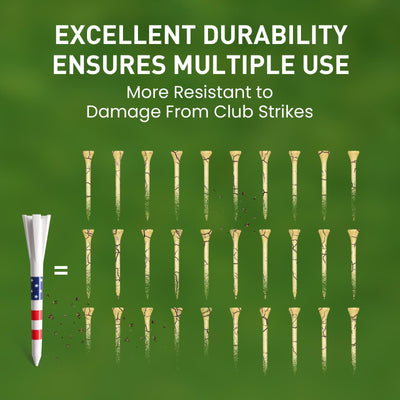 USA Flag Golf Tees 80 Driver with 20 Iron Plastic Tee Mixed Pack