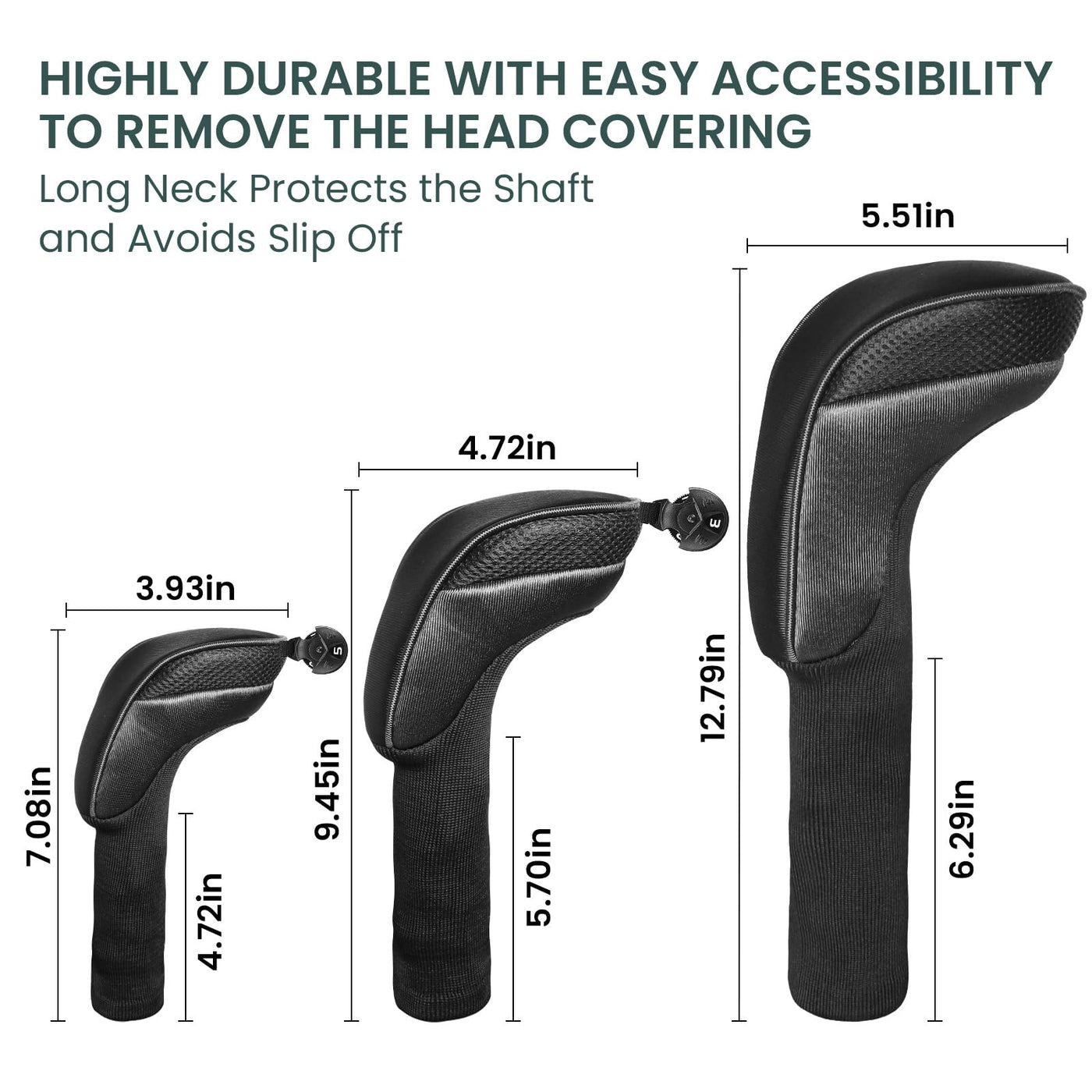 Golf Club Head Covers for Woods Driver Fairway Hybrid Value 5 Pack