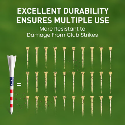 USA Flag Golf Tees 80 Driver with 20 Iron Plastic Tee Mixed Pack