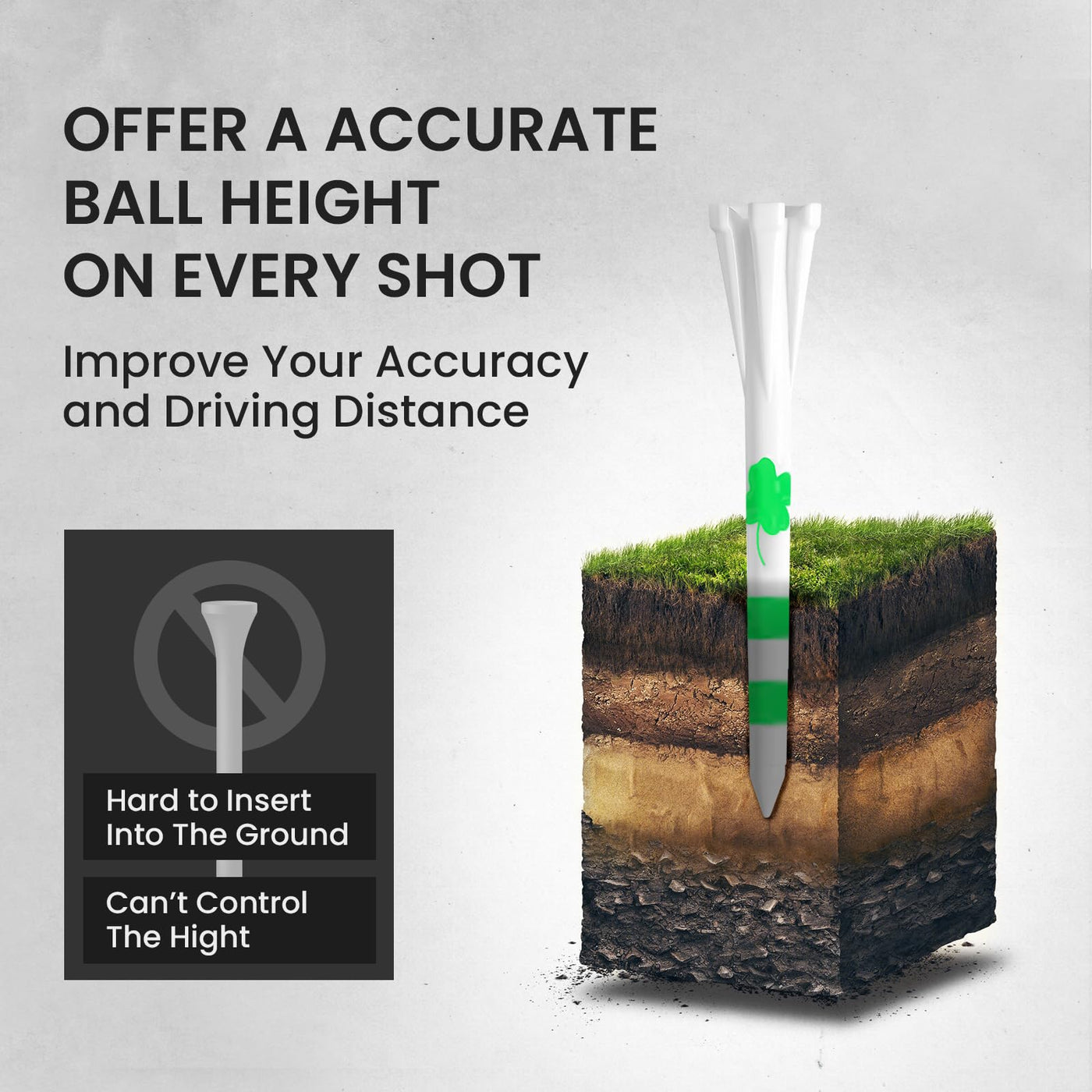 Luck Clover Golf Tees 80 Driver with 20 Iron Plastic Tee Mixed Pack