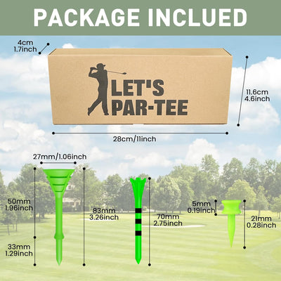 Tees de golf en plastique incassable 3 1/4 2 3/4 1 1/2 pouces, lot de 60, coffret cadeau 