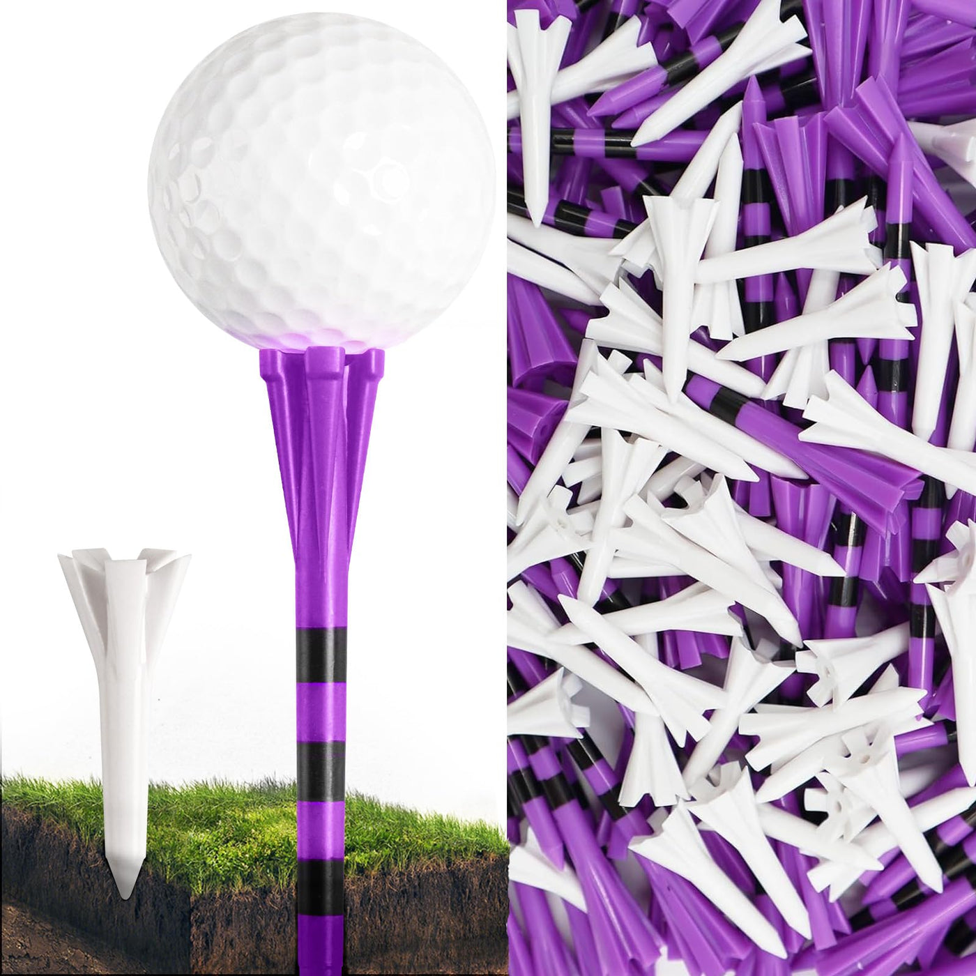 Golf Tees Plastic 80 Driver with 20 Iron Mixed 100 Pack