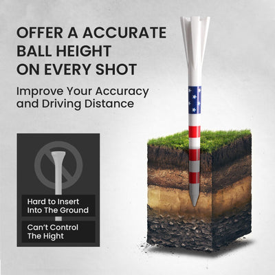 USA Flag Golf Tees 80 Driver with 20 Iron Plastic Tee Mixed Pack