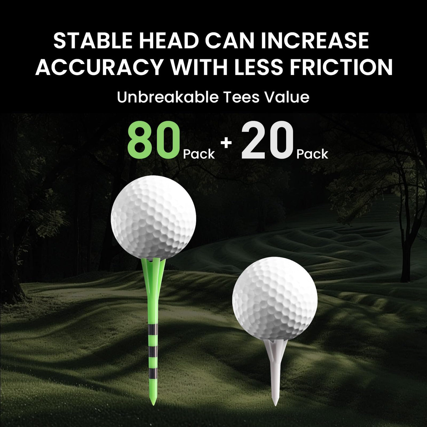 Golf Tees Plastic 80 Driver with 20 Iron Mixed 100 Pack