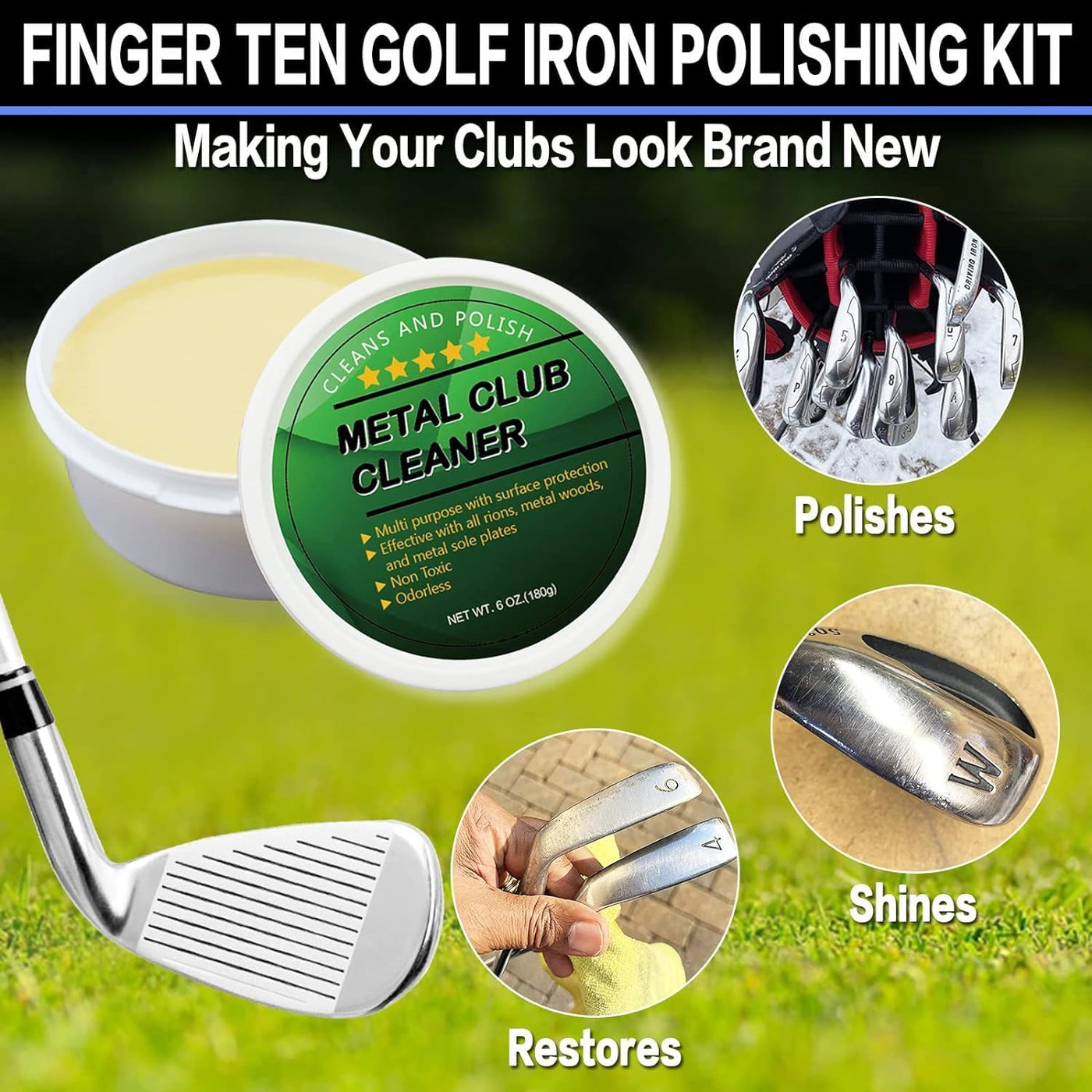 Golf Iron Polishing Kit Club Cleaner Polish Cleaning