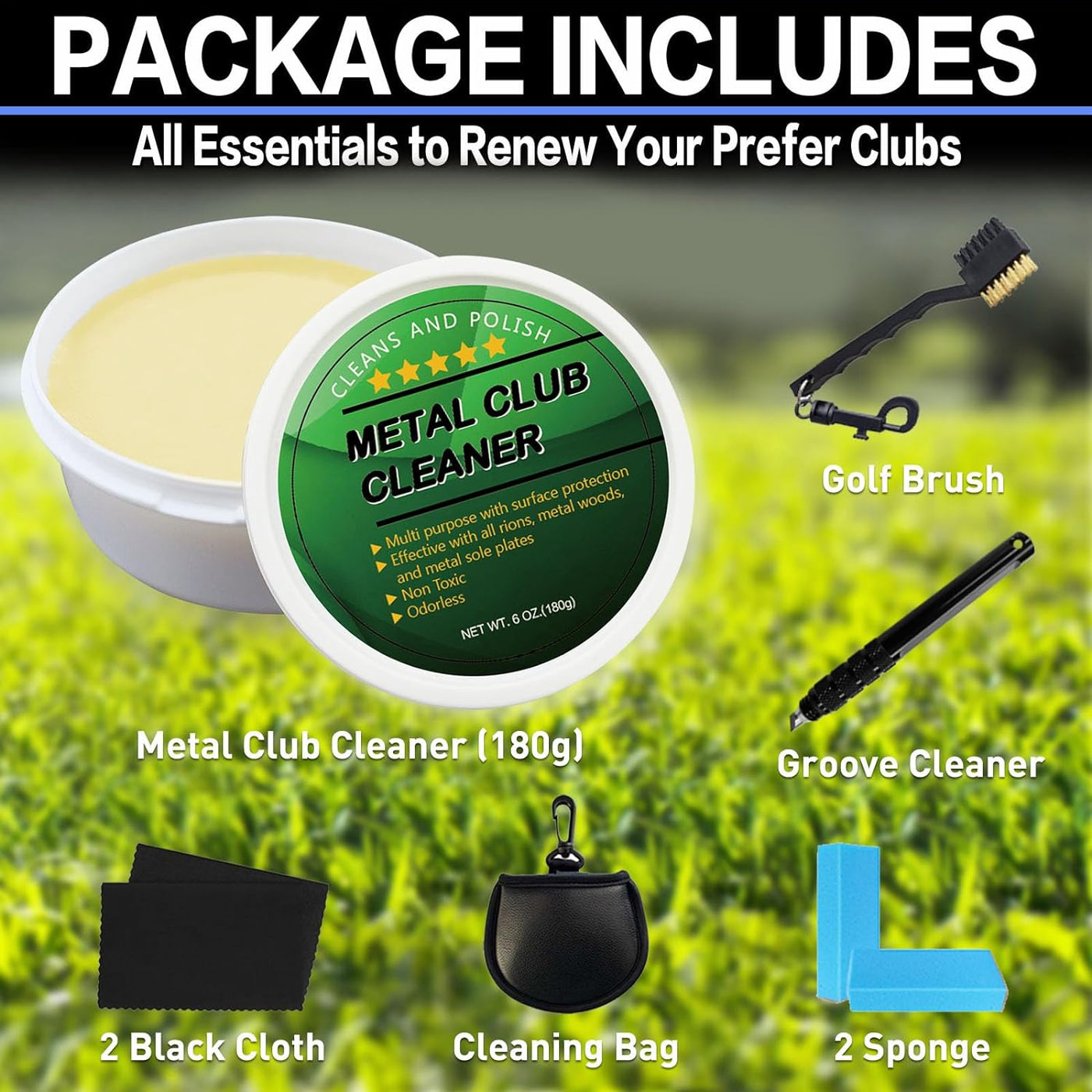 Golf Iron Polishing Kit Club Cleaner Polish Cleaning