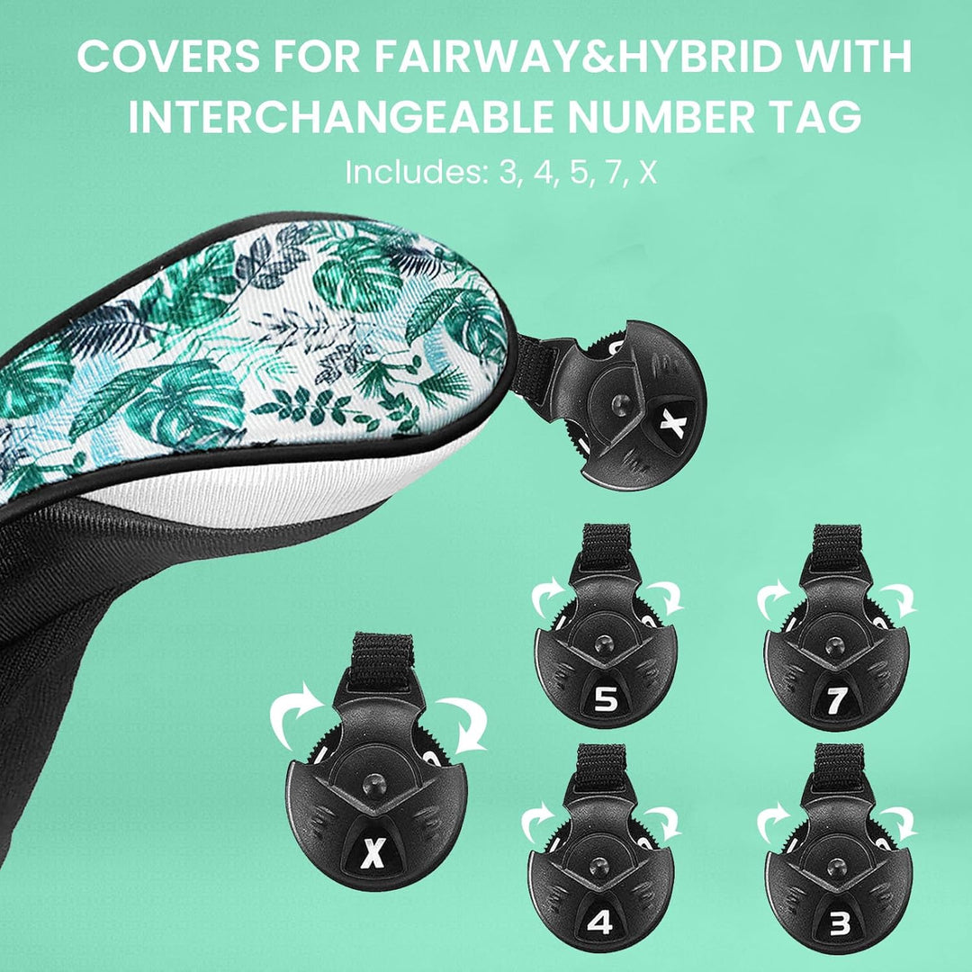 Customizable Black Hybrid Head Cover With Interchangeable Number Tag (1,2,3,4,5,7,8,9,P,A,S)