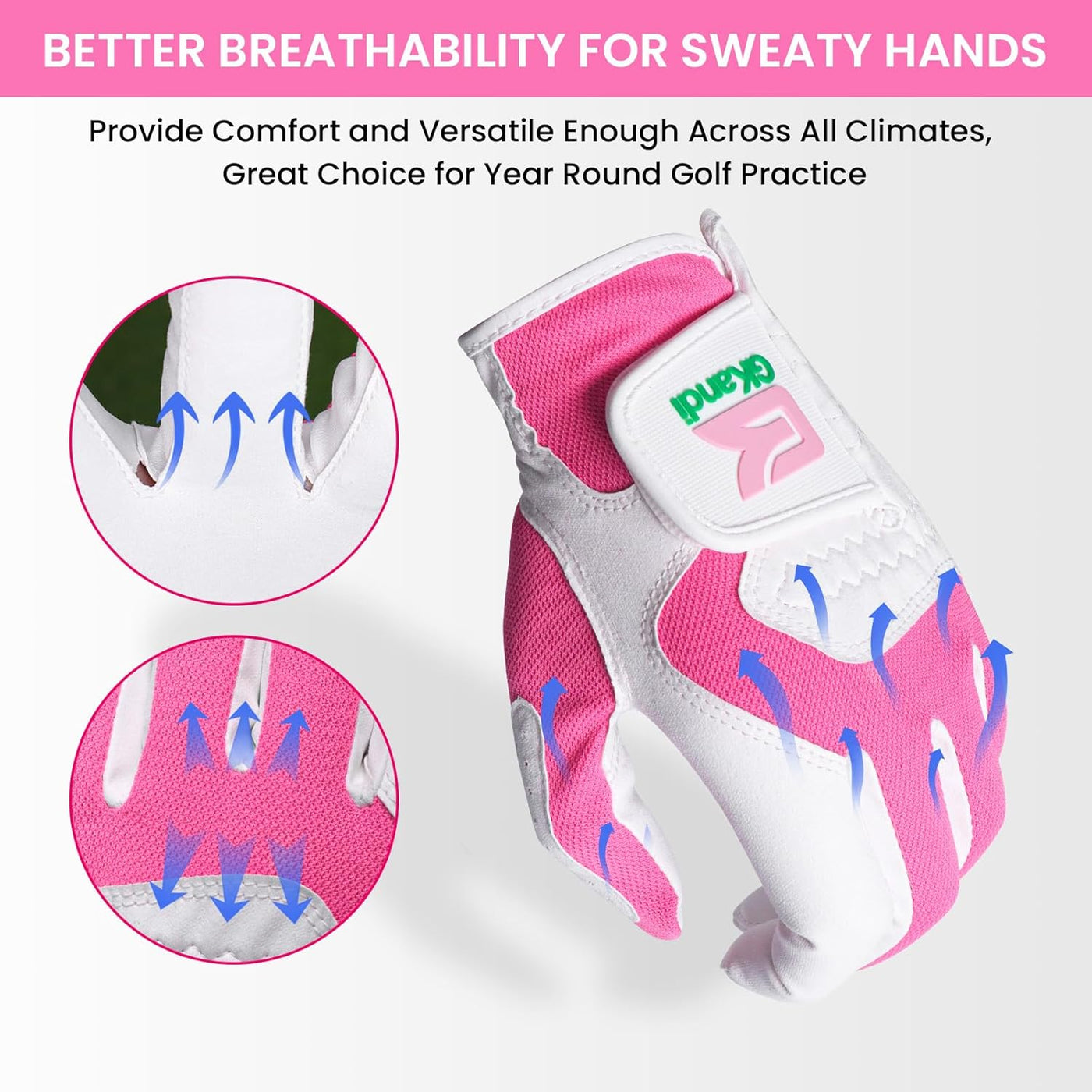 Womens Golf Gloves Wet Hot All Weather Grip 1 Pair