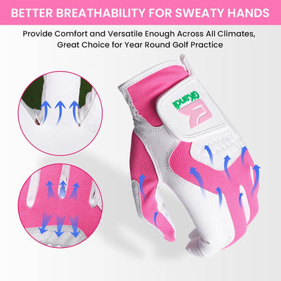 Womens Golf Gloves Wet Hot All Weather Grip 2 Pack