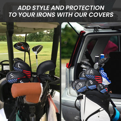 USA Flag Golf Iron Head Covers Set 12 Pack Universal Fit
