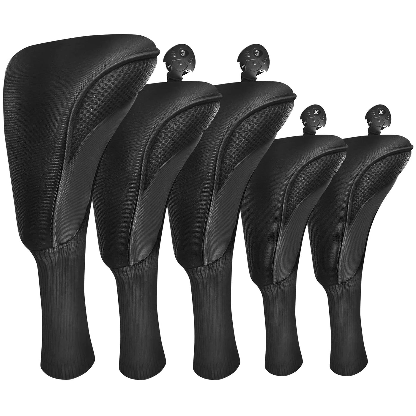 Golf Club Head Covers for Woods Driver Fairway Hybrid Value 5 Pack