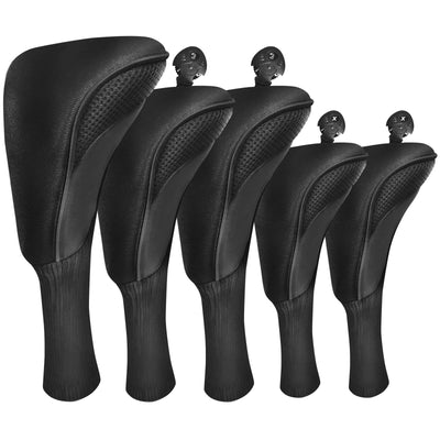 Golf Club Head Covers for Woods Driver Fairway Hybrid Value 5 Pack