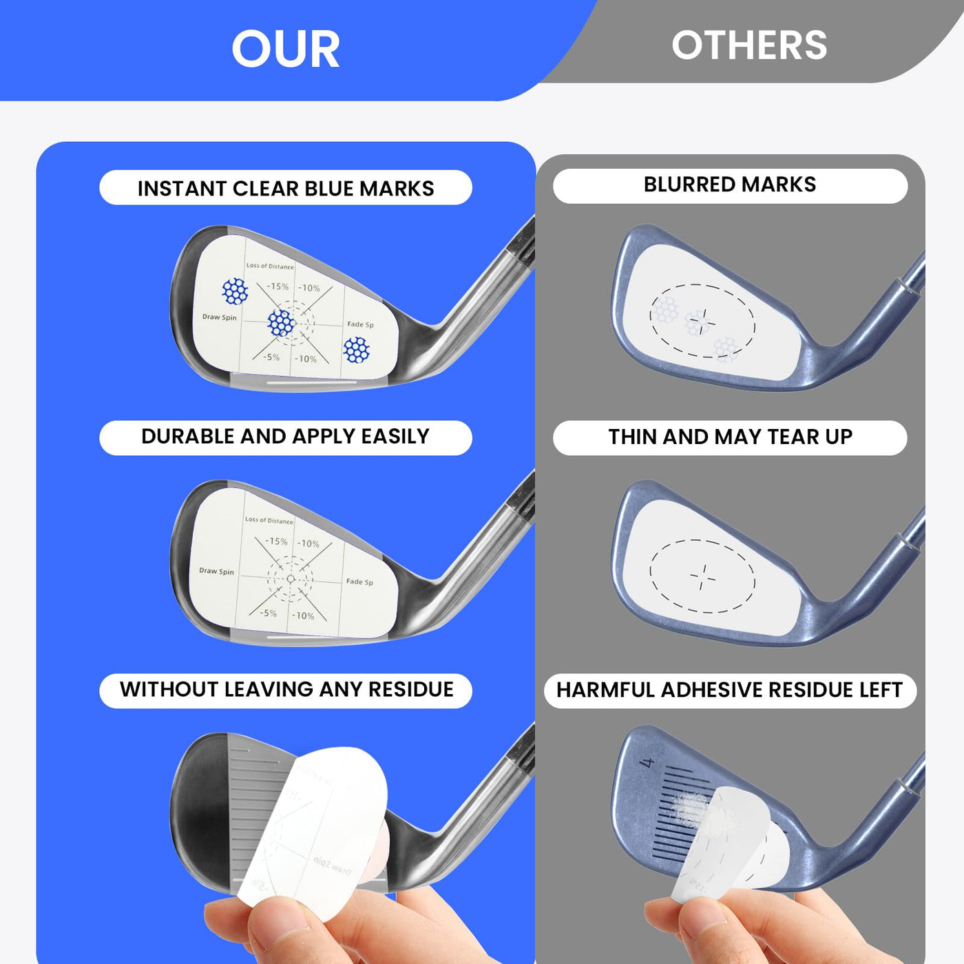 Golf Club Impact Tape Labels Stickers For Swing Practice