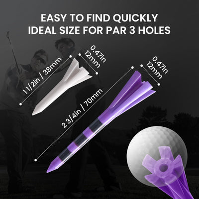 Golf Tees Plastic 80 Driver with 20 Iron Mixed 100 Pack