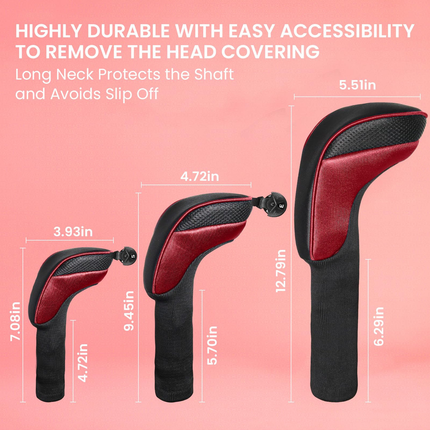 Golf Club Head Covers for Woods Driver Fairway Hybrid Value 5 Pack