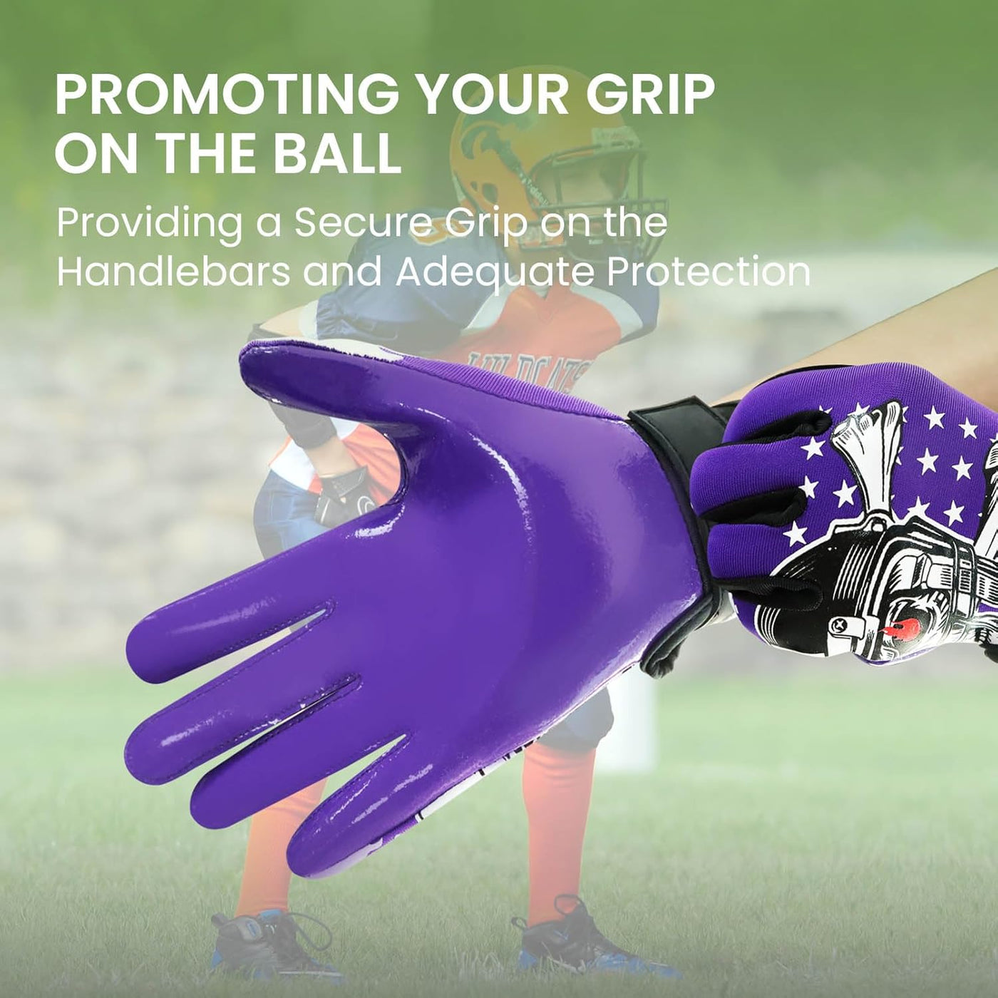 Football Receiver Gloves Youth Receiving Gloves Purple Flexible for Kids Boys Girls