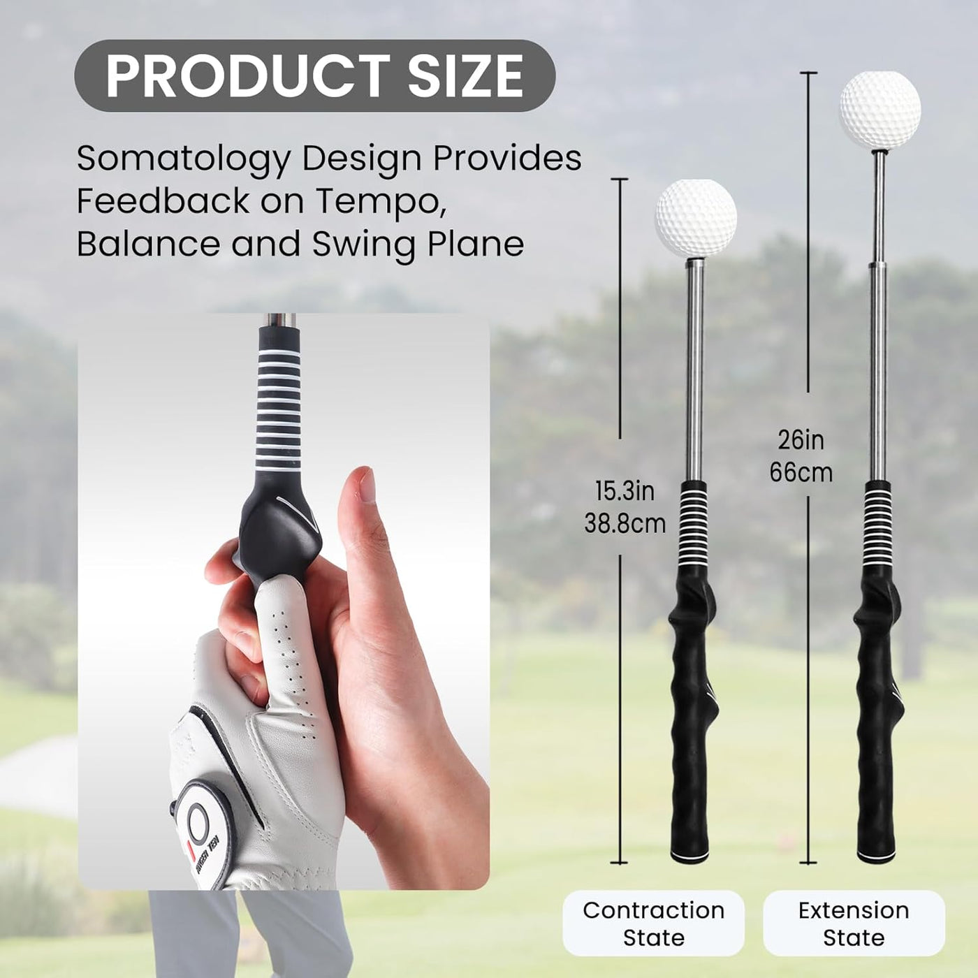 Golf Swing Trainer Aid Grip Trainer Training Equipment Lightweight Stretchable Practice Rod