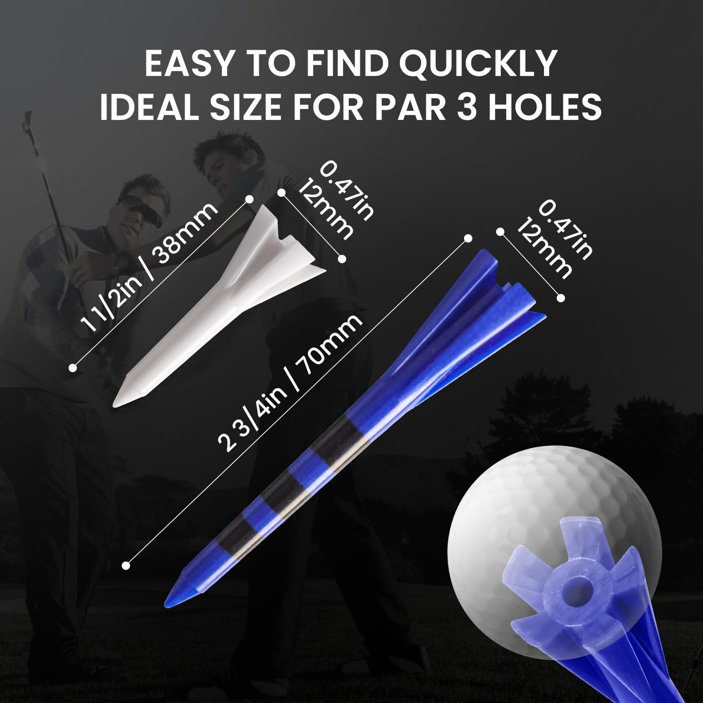 Golf Tees Plastic 80 Driver with 20 Iron Mixed 100 Pack