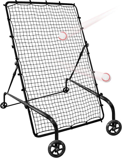 Baseball Rebound Net Softball Rebounder Pitchback Pitching Net 3.5x5 Ft Upgrade Wheel Adjustable Removable Pitch Back for Kids Adult Fielding Catching Throwing Practice